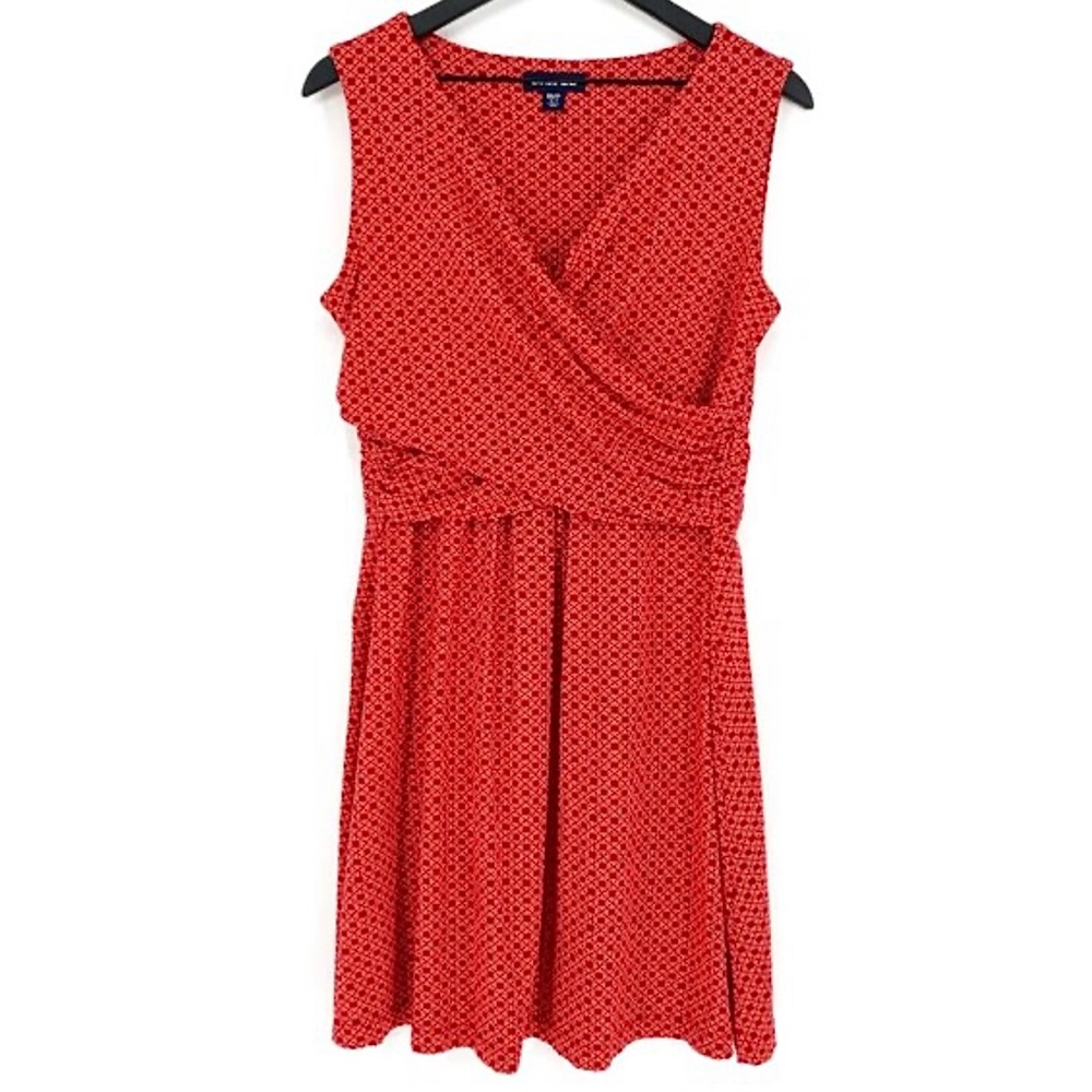 Lands’ End sleeveless geometric flower printed dress
